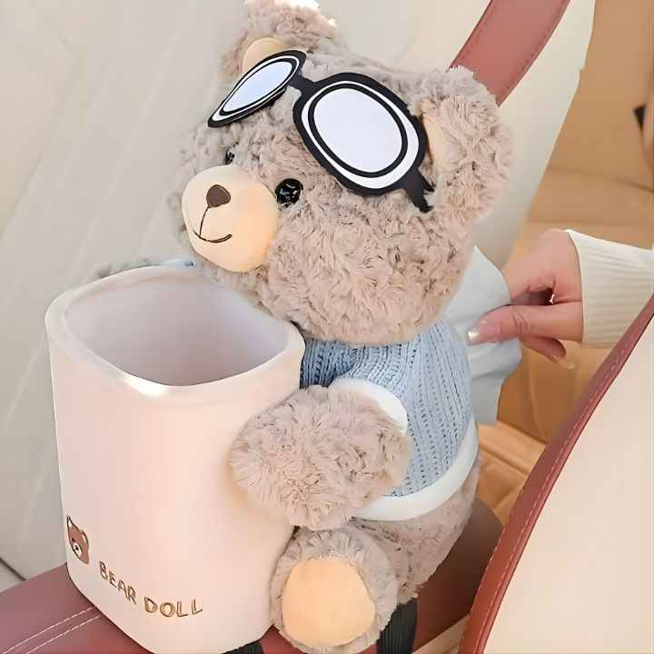 Brown Bear 2-in-1 Tissue Holder & Trash Can