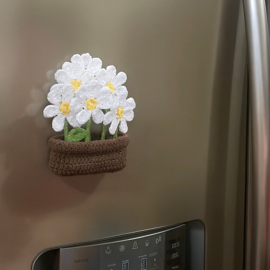 Blooming Crochet Magnetic Fridge Decor