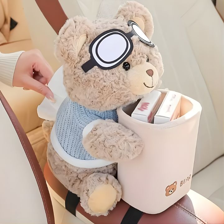 Brown Bear 2-in-1 Tissue Holder & Trash Can