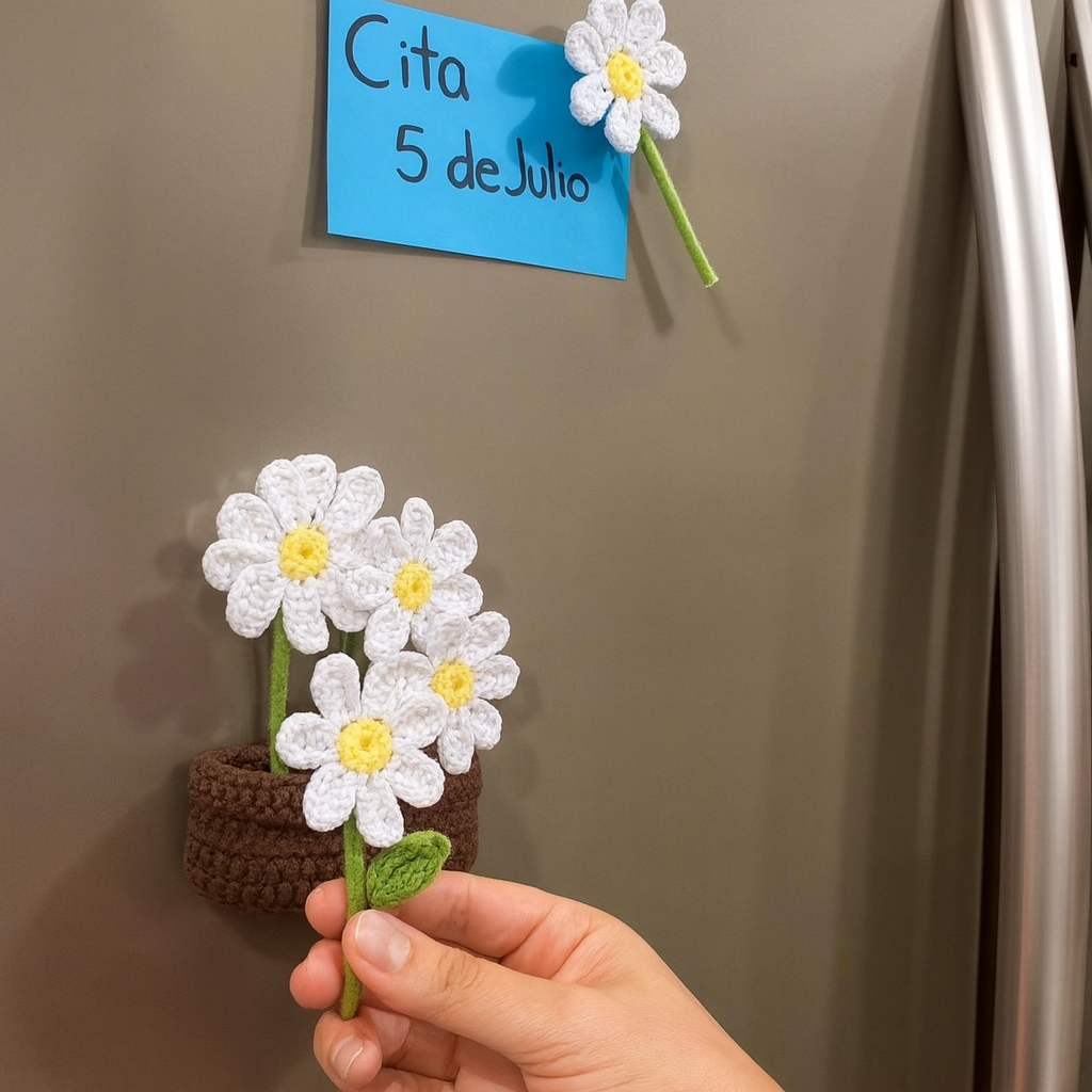 Blooming Crochet Magnetic Fridge Decor