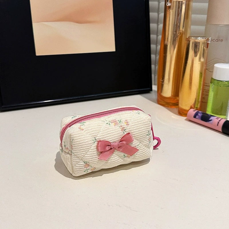 Mini Floral Bow Quilted Pouch