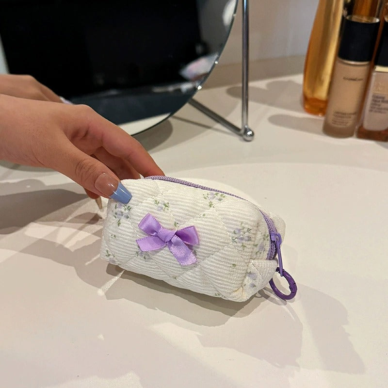 Mini Floral Bow Quilted Pouch